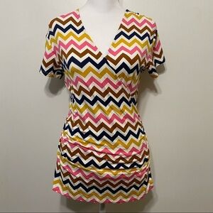 New! Boden Faux Wrap Surplice Chevron Shirt Size 6